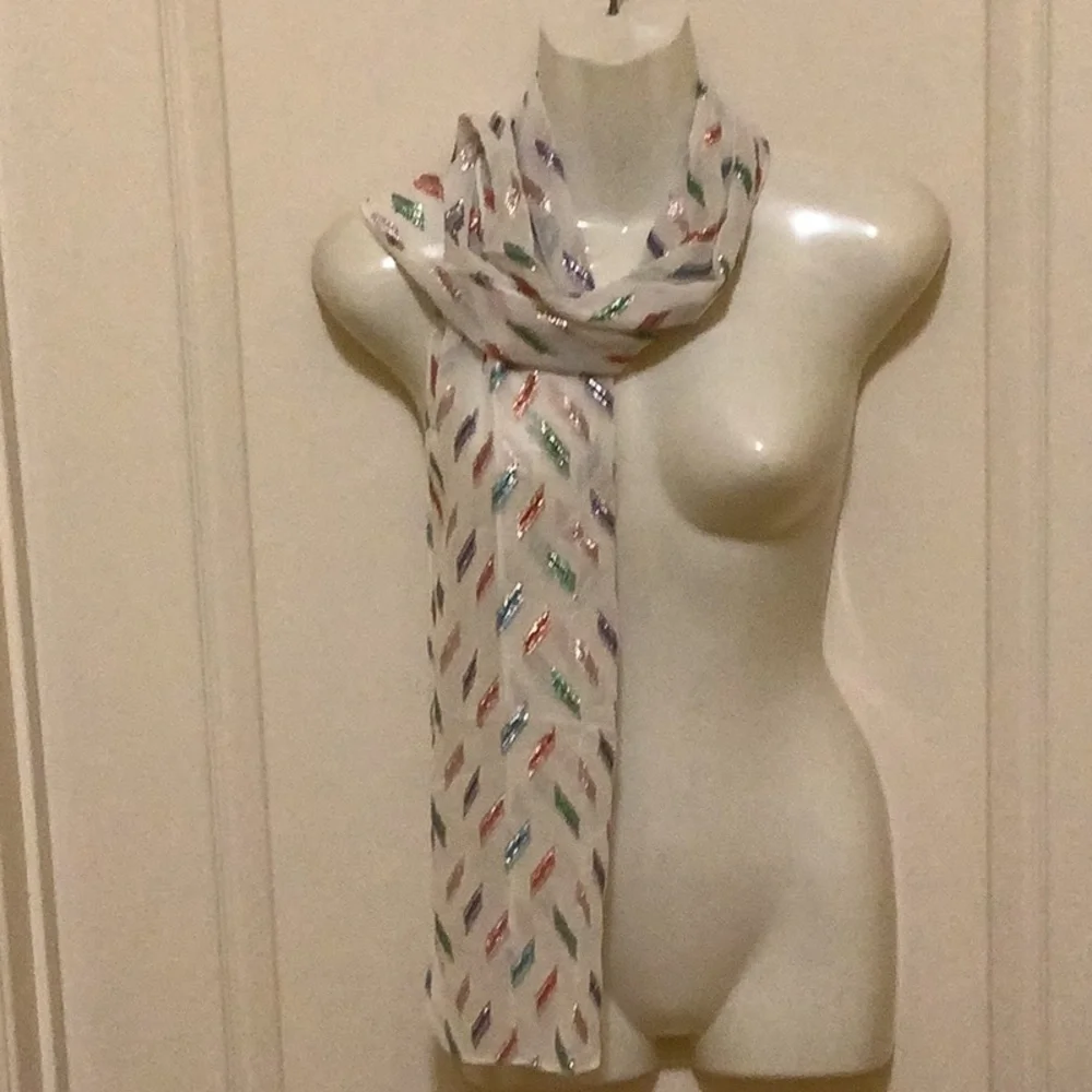Scarf head wrap bone metallic colorful NWOT red green purple pink Versat…